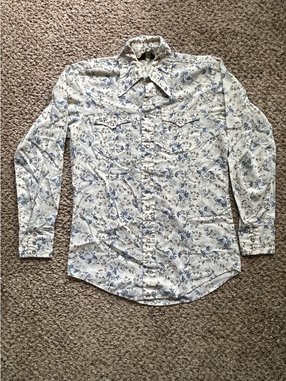 Vintage Mens Western Floral Button Up Shirt